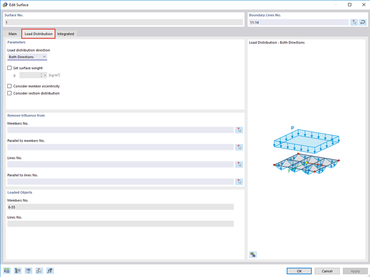 FAQ 005053 | What options are available to distribute the surface loads on members of a planar member structure as member loads?