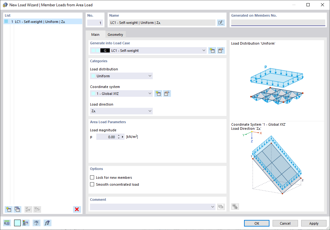Feature 002014 | Generating Member/Line Loads from Surface Loads