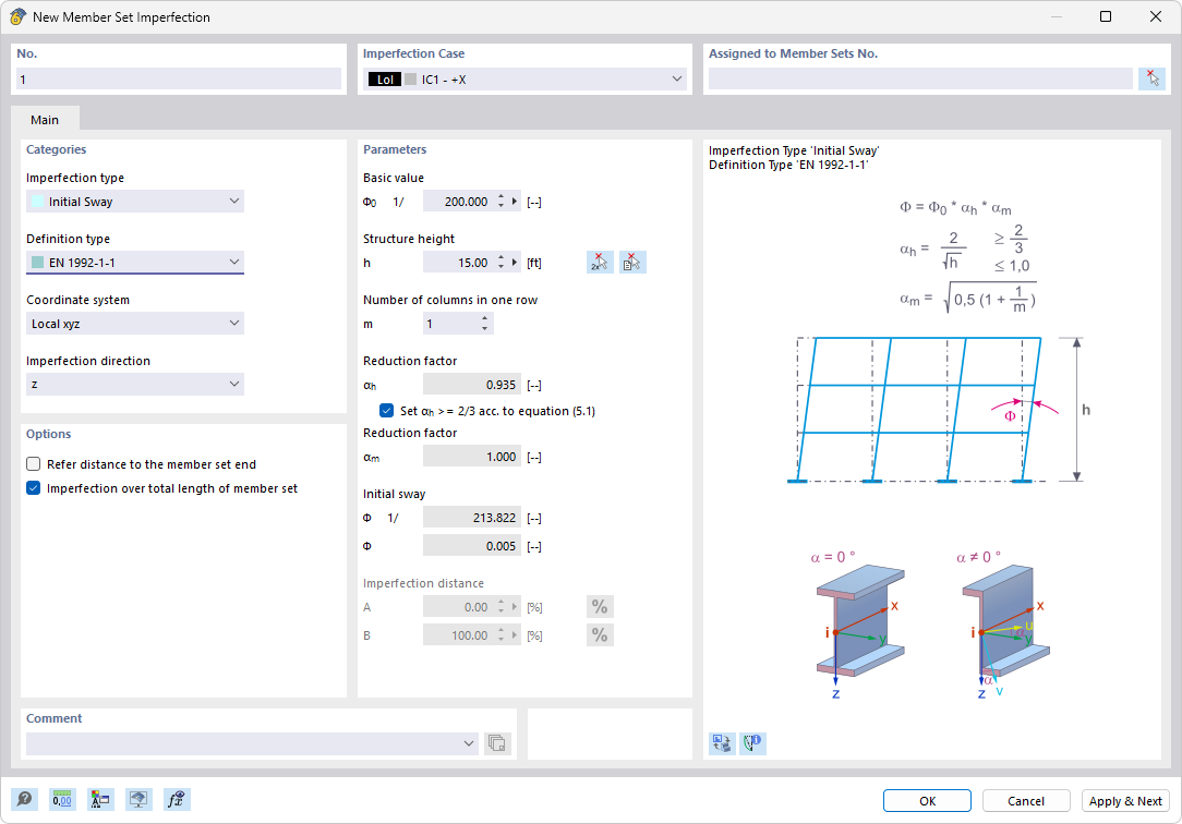 Dialog Box "New Member Set Imperfection"
