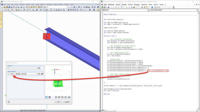 FAQ 005058 | How can I rotate a nodal support using the COM interface?