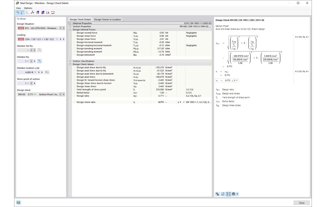 Design Check Considering Warping Torsion