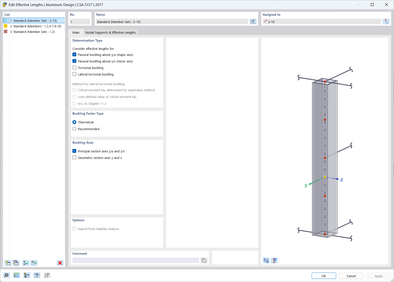 Effective length table for aluminum members with basic information on determining stability.