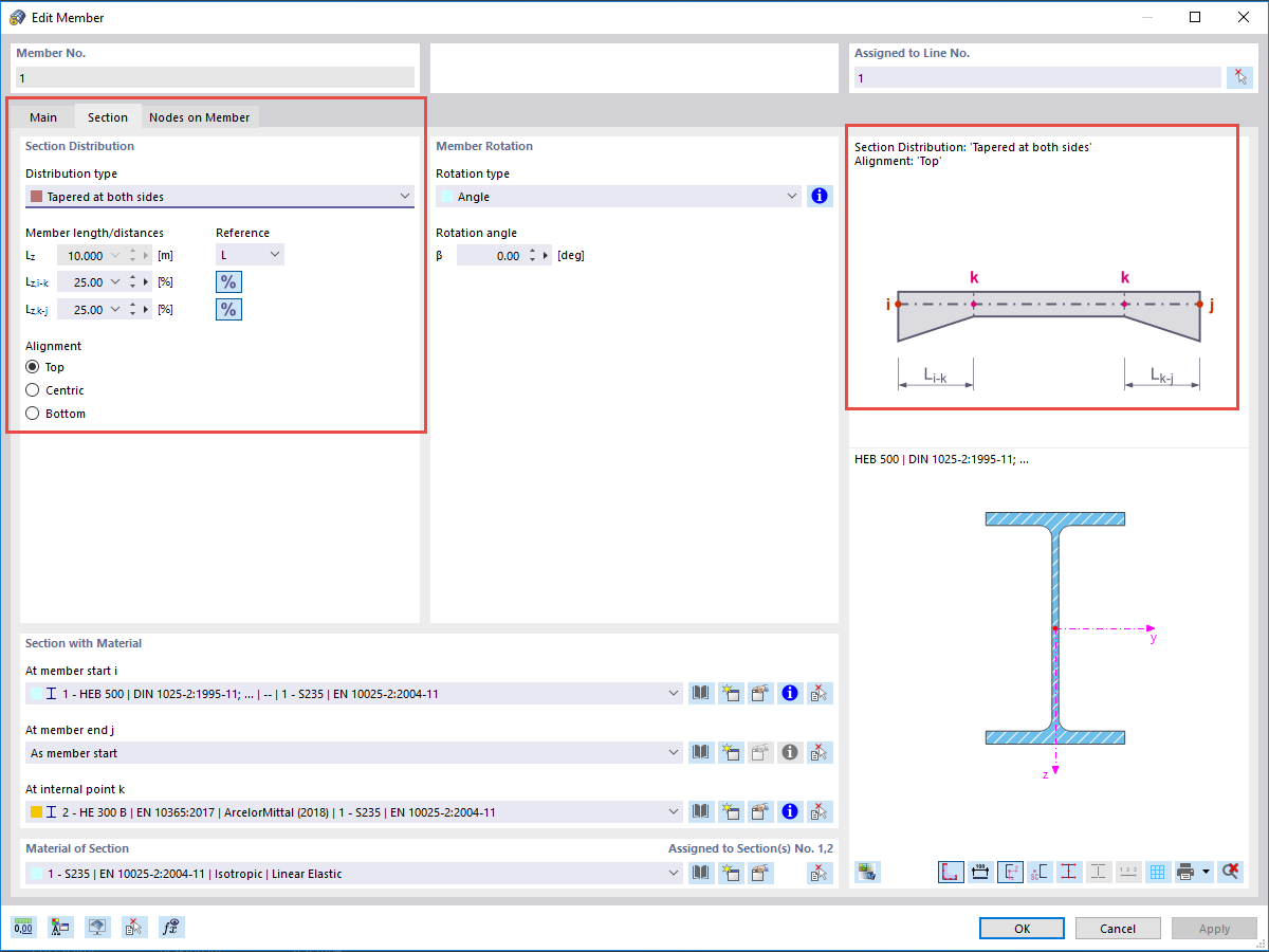 FAQ 005059 | How can I insert a taper on the member?