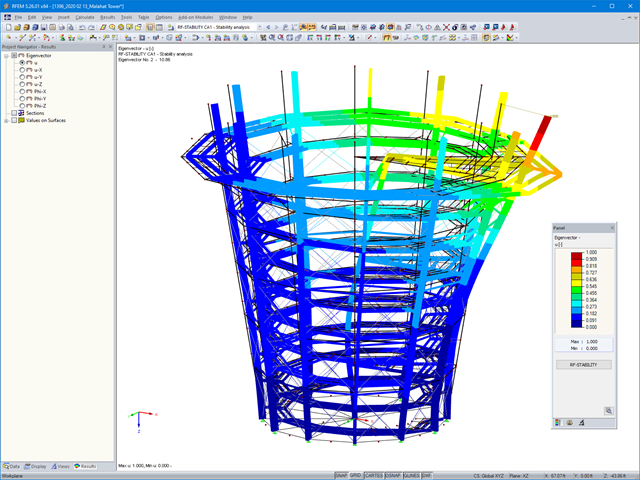 Lookout Tower Stability Analysis in RFEM (© Aspect Structural Engineers)