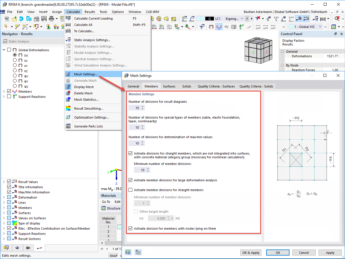 FAQ 005068 | Where can I set the number of member divisions, for example, for result diagrams?