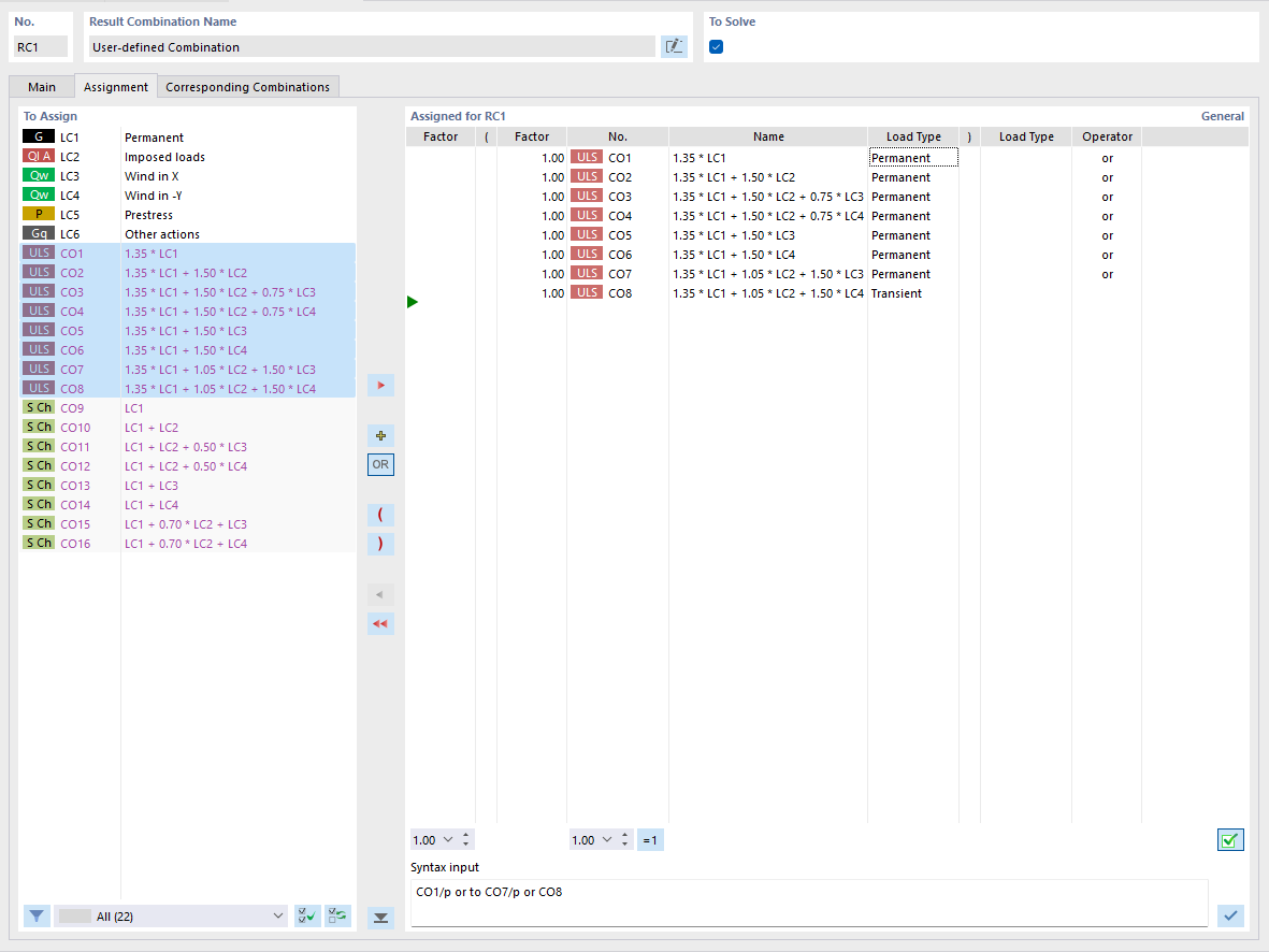 Defining Result Combination Manually