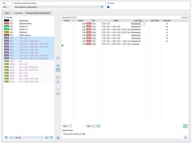 Defining Result Combination Manually
