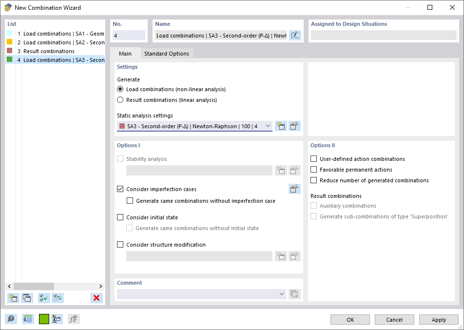 Dialog Box "New Combination Wizard"
