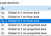 Selecting Load Direction of Globally Acting Load