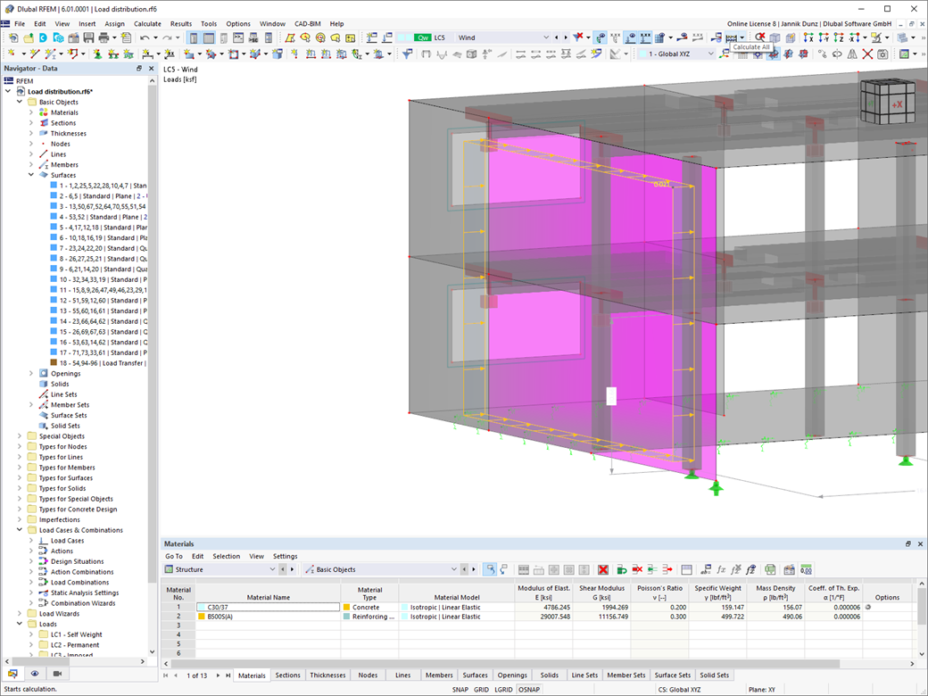 Load Transfer Surface to Consider Wind Loads on Facade