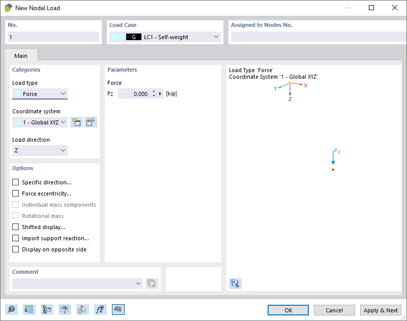 Dialog Box "New Nodal Load"