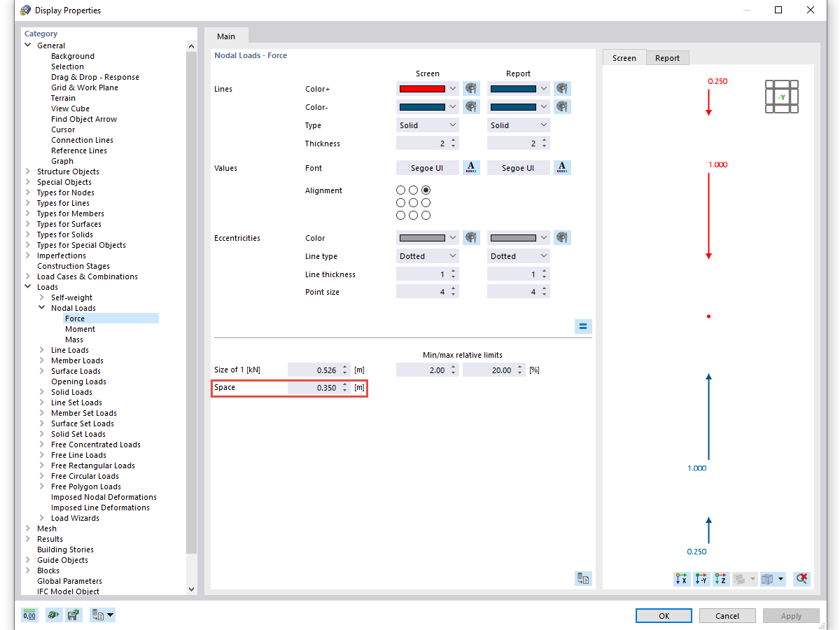 FAQ 005086 | How can I change the distance from a load to an object in the graphic?