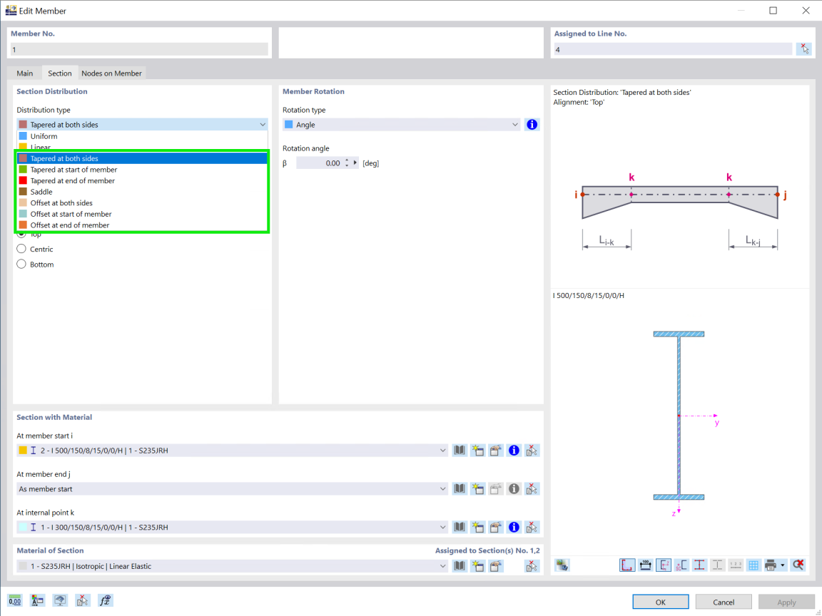 Distribution Types for Cross-Sections