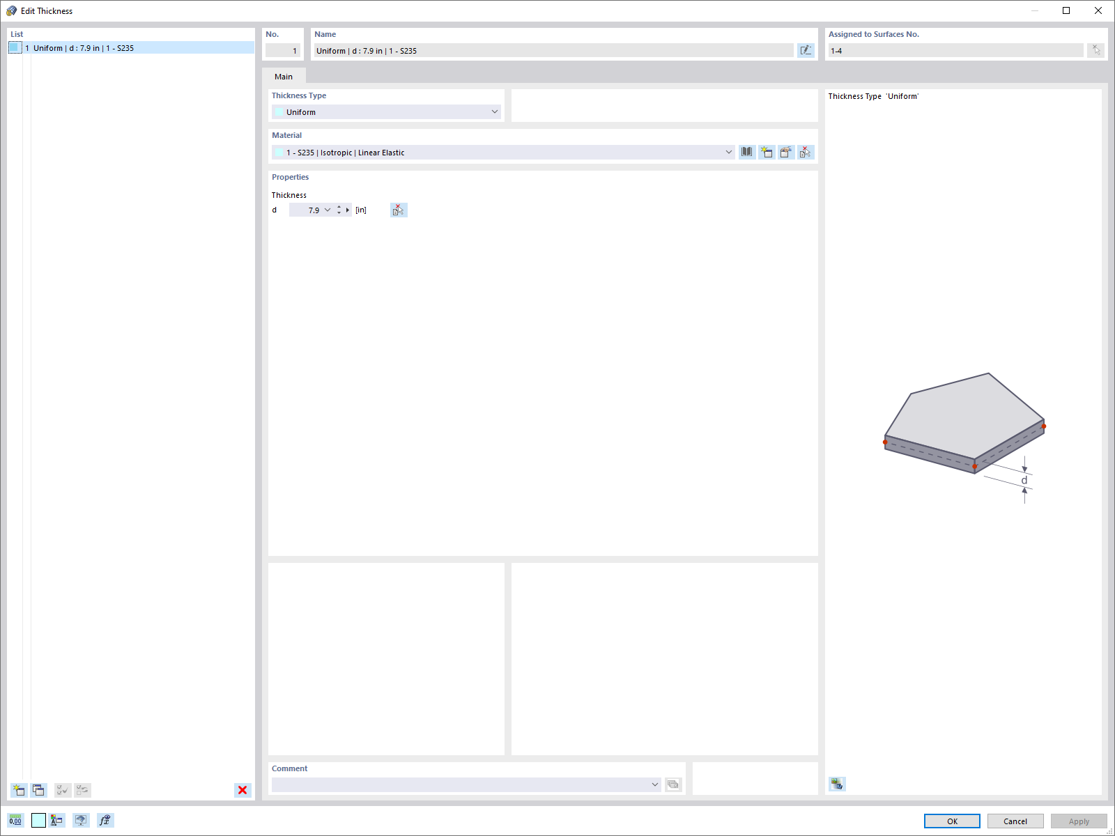 New Thickness Object for Describing Surface Thickness