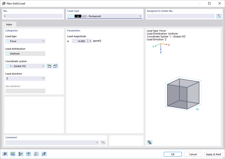 Dialog Box "New Solid Load"