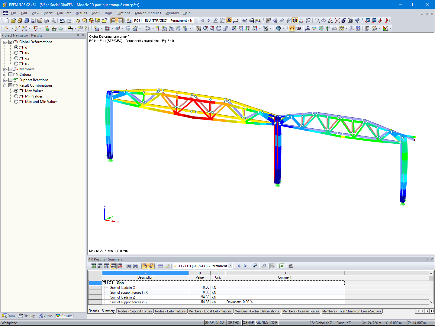 Display of Deformation Applied on Storage Area Frame in RFEM