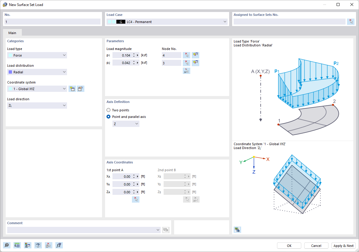 Dialog Box "New Surface Set Load"