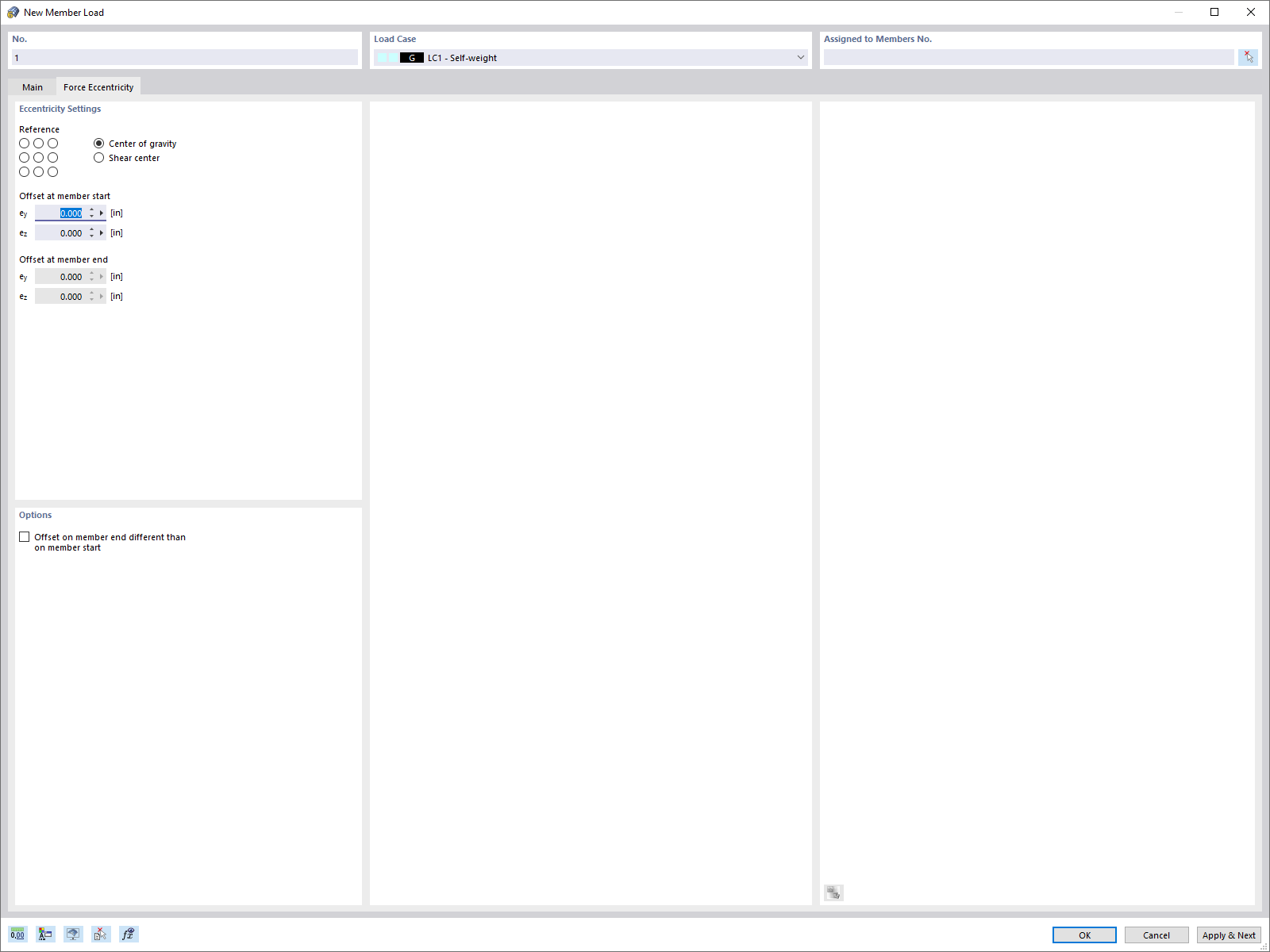 Dialog Box of Force Eccentricity