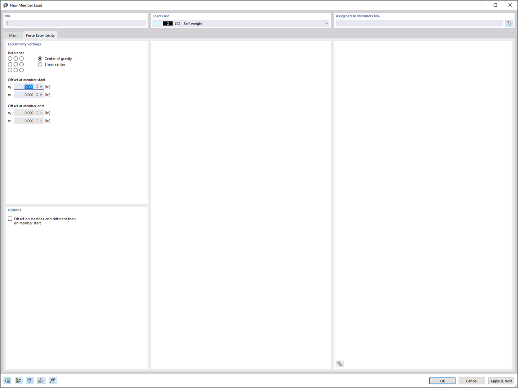 Dialog Box of Force Eccentricity