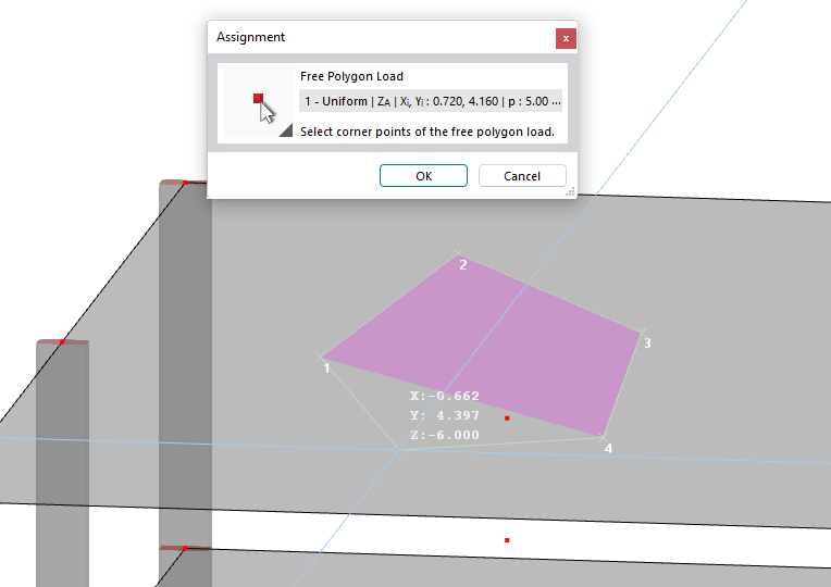Graphically Defining Corner Points of Free Polygon Load
