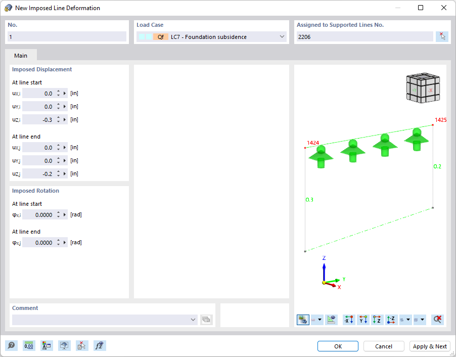 Dialog Box "New Imposed Line Deformation"