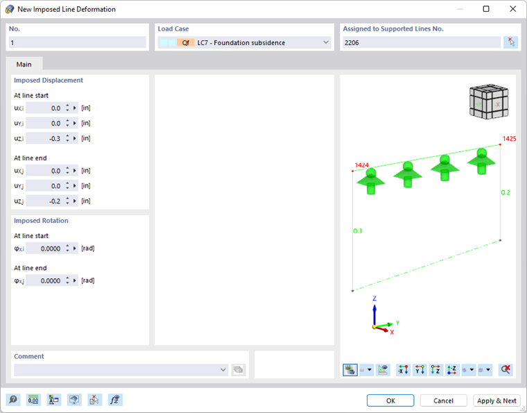 Dialog Box "New Imposed Line Deformation"