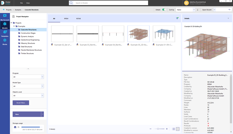 Organizing Models in Dlubal Center