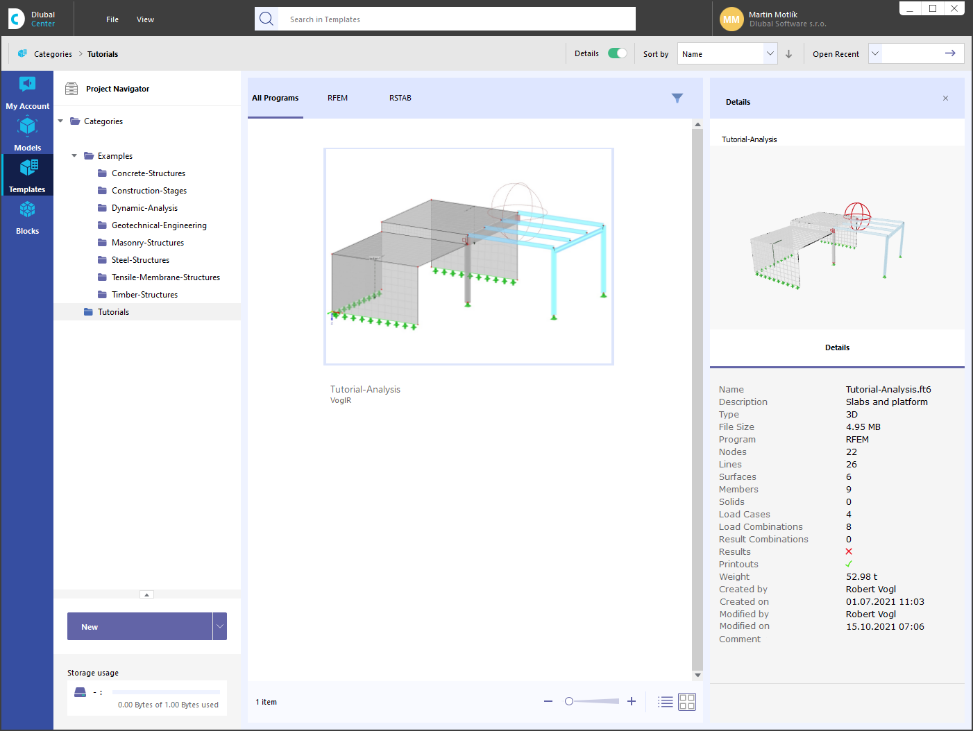 "Model Templates" in Dlubal Center