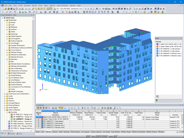 3D Model of Hotel's Timber Structure in RFEM