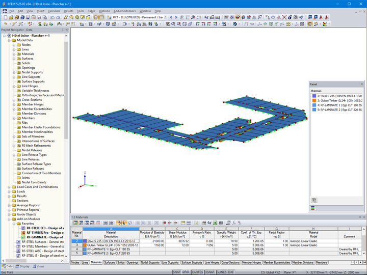 Structural Model of Hotel Timber Story in RFEM