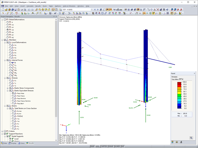 von Mises Stresses of Catenary Model (© SDEA Engineering Solutions - Spain)