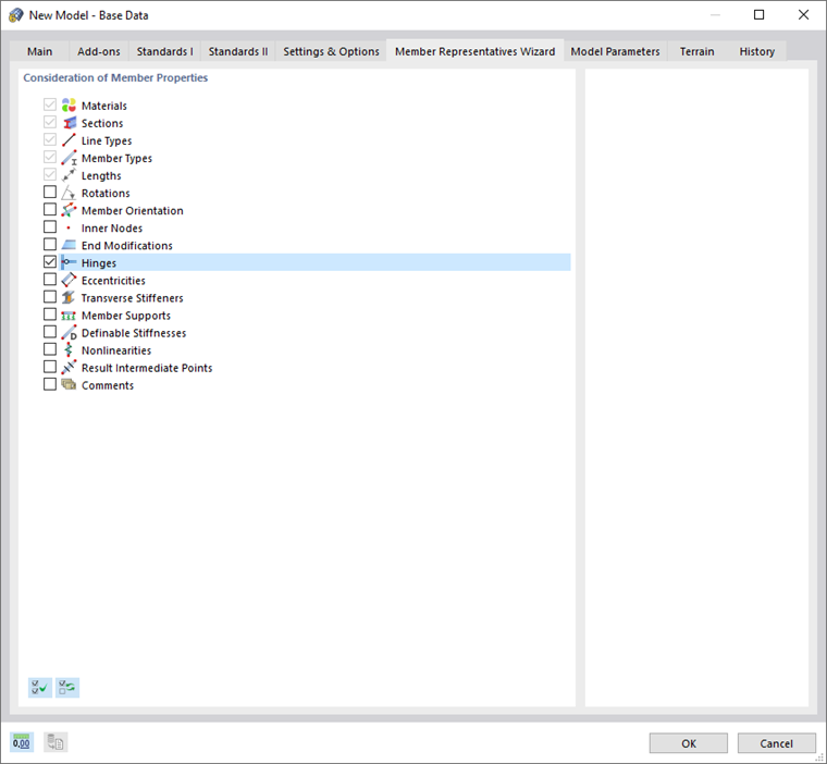 Dialog Box "New Model – Base Data", Tab "Member Representative Wizard"