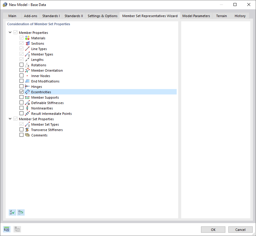 Dialog Box "New Model – Base Data", Tab "Member Set Representative Wizard"