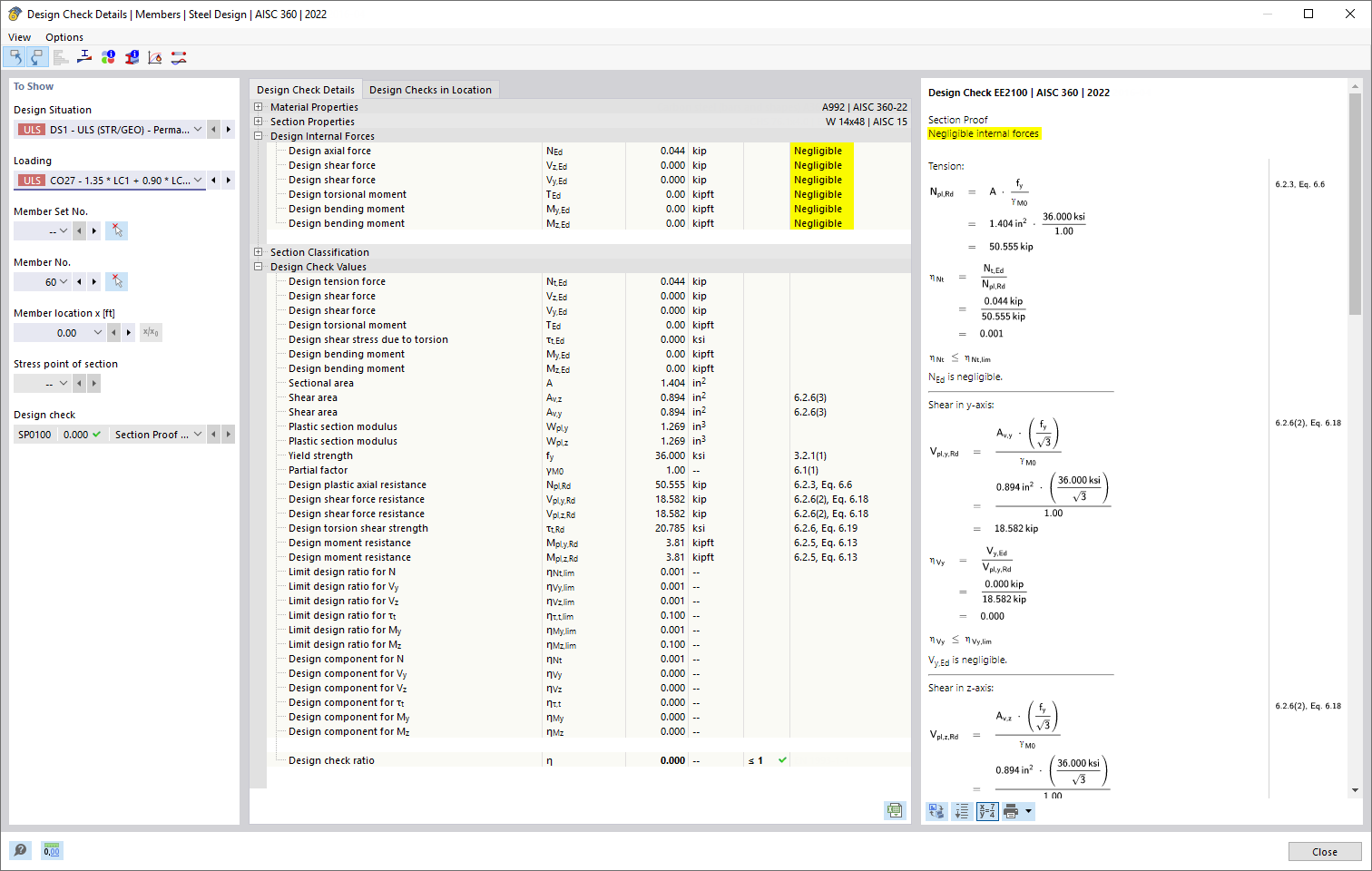 Steel Design - Design Details for Negligible Internal Forces and Moments