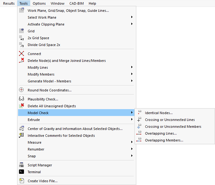 Accessing model check functions