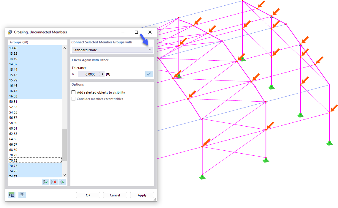 Result of Model Check for Crossing Members