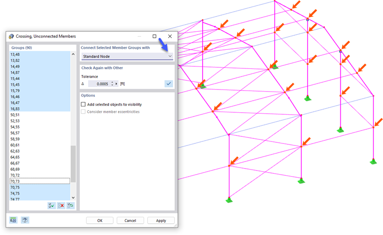 Result of Model Check for Crossing Members