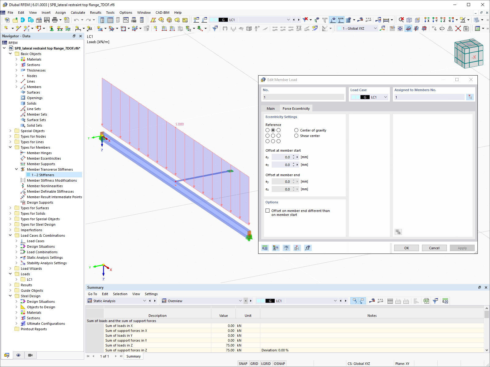 Member Load on Upper Chord of Beam