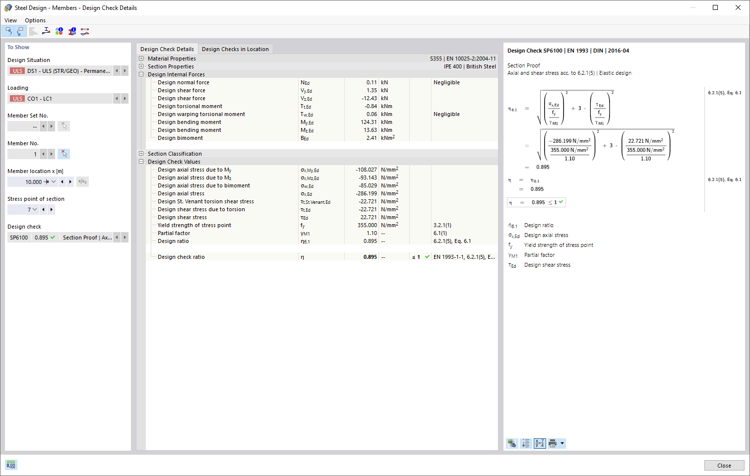 Equivalent Stress Analysis with Internal Forces from Torsional Warping