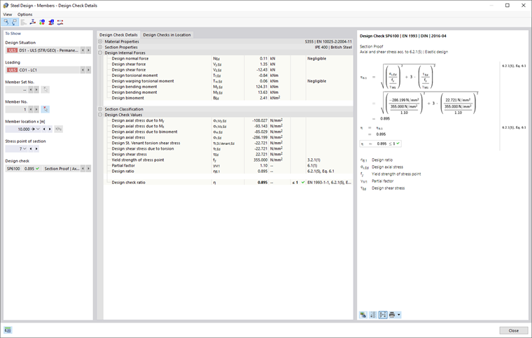 Equivalent Stress Analysis with Internal Forces from Torsional Warping
