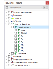 Selecting Nodal Support Results in Navigator