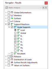 Selecting Nodal Support Results in Navigator