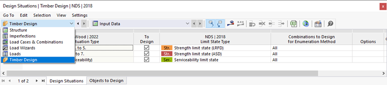 Table and Selection of Timber Design - Input Data