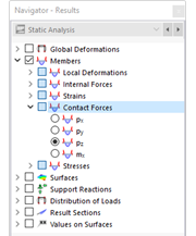 Selecting Member Contact Forces in Navigator
