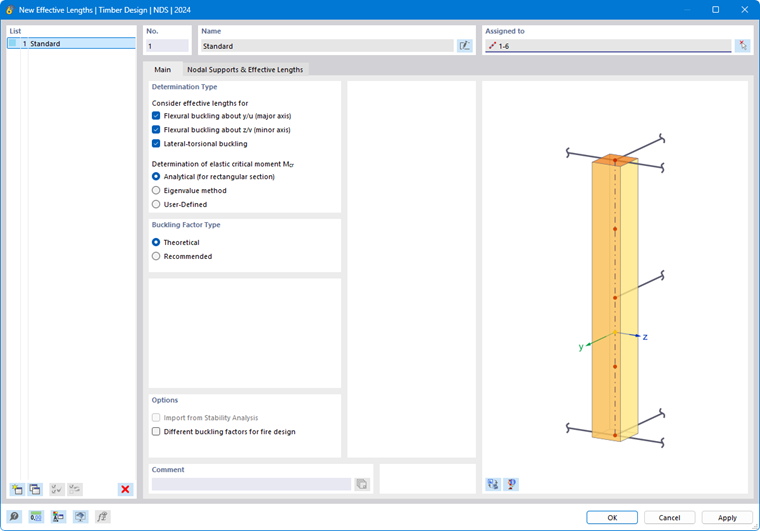 Dialog Box “New Effective Lengths”