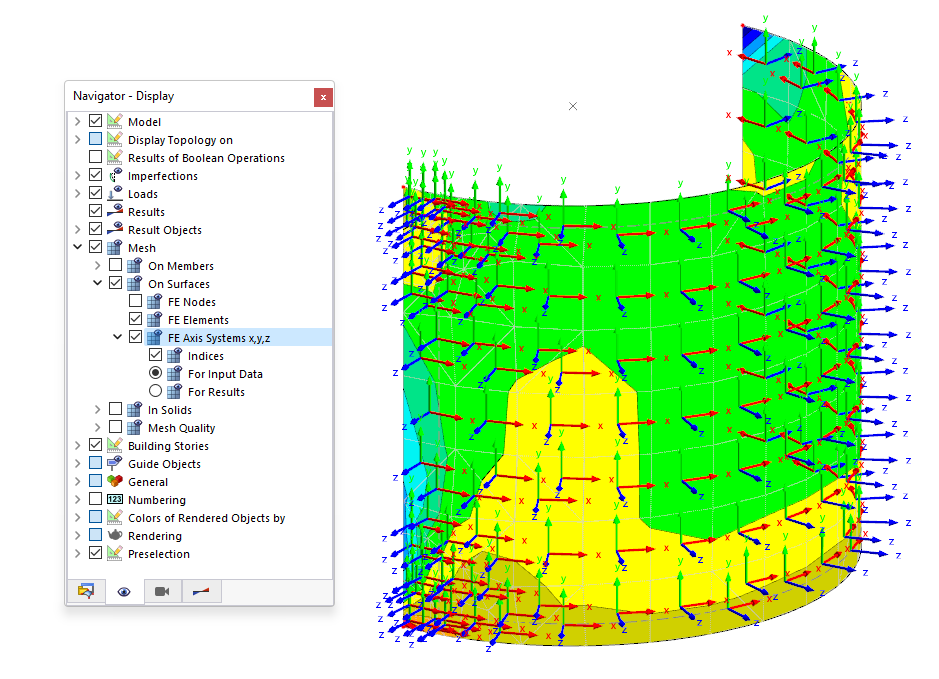Displaying FE Axis Systems