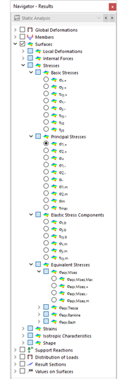 Selecting Surface Stresses in Navigator