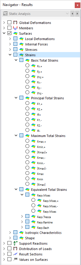 Selecting Surface Strains in Navigator