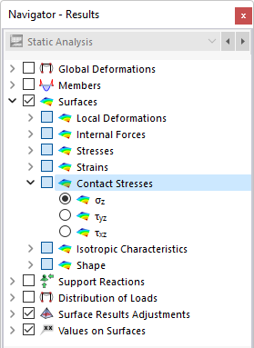 Selecting Contact Stresses in Navigator