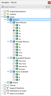 Selecting Solid Stresses in Navigator